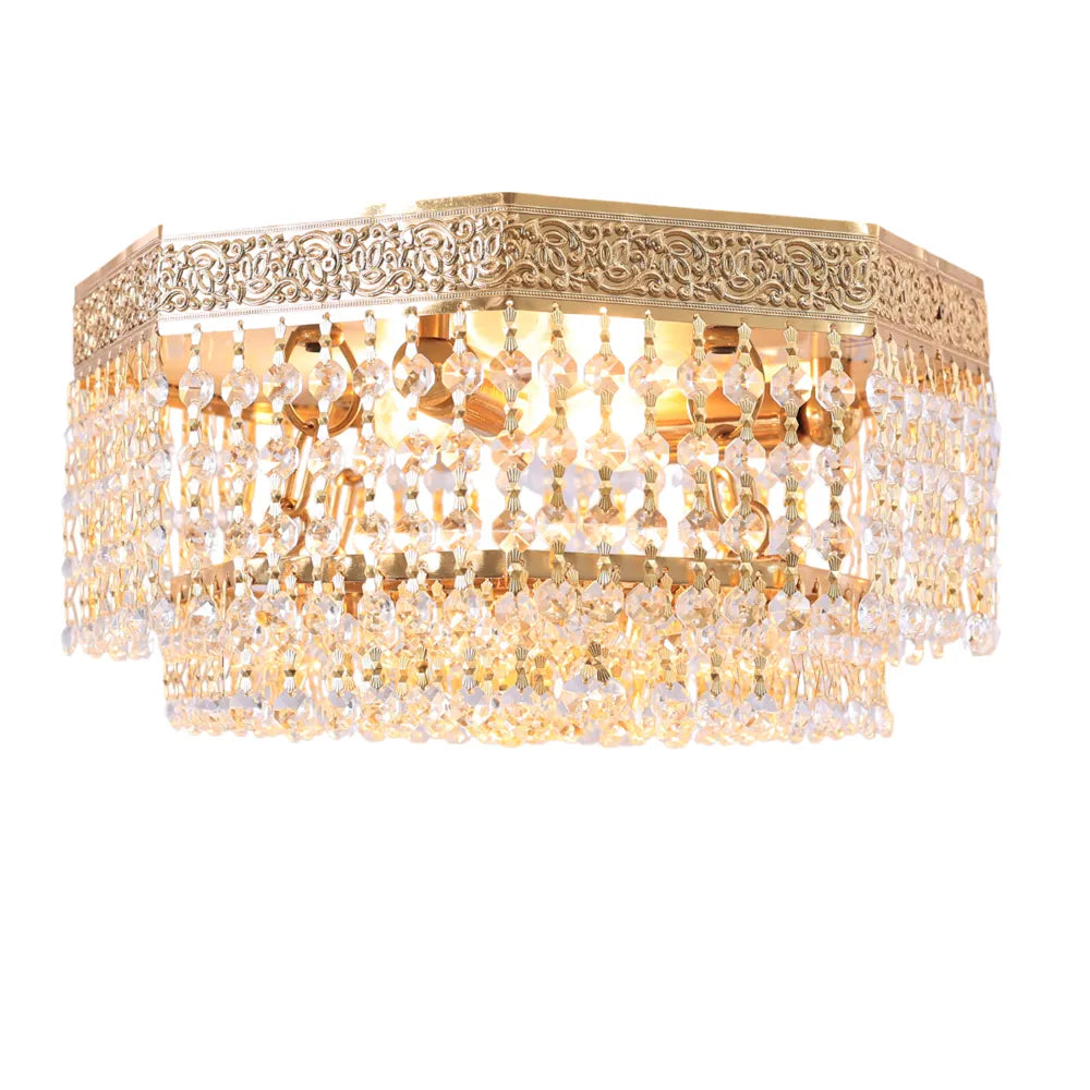 لطش مستقيم، 3 لمبة، معدن، 35×17 سم – ذهبي من قنديل مصر - Straight gold Flush Light, 3 Lights, Metal, 35×17cm Gold|Kandil Egypt