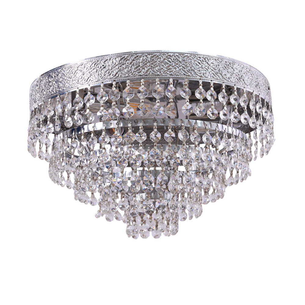 Pyramidal cage Flush Light, 3 Lights, Metal, 35×22cm - Sliver