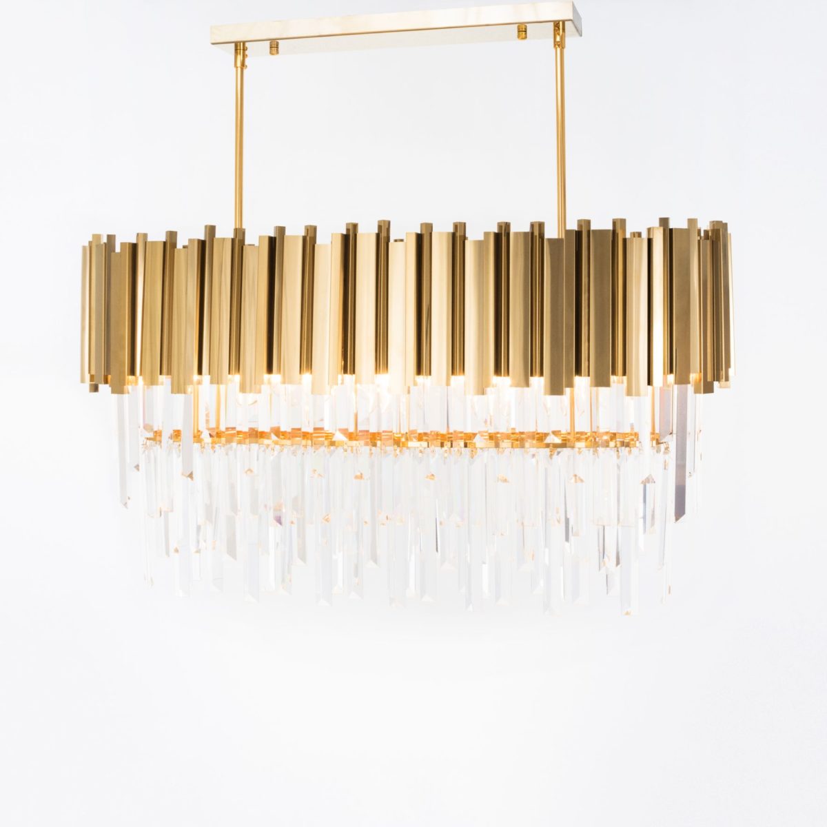 Oval Chandelier, 9 Lights, 90×100cm - Solitaire Gold