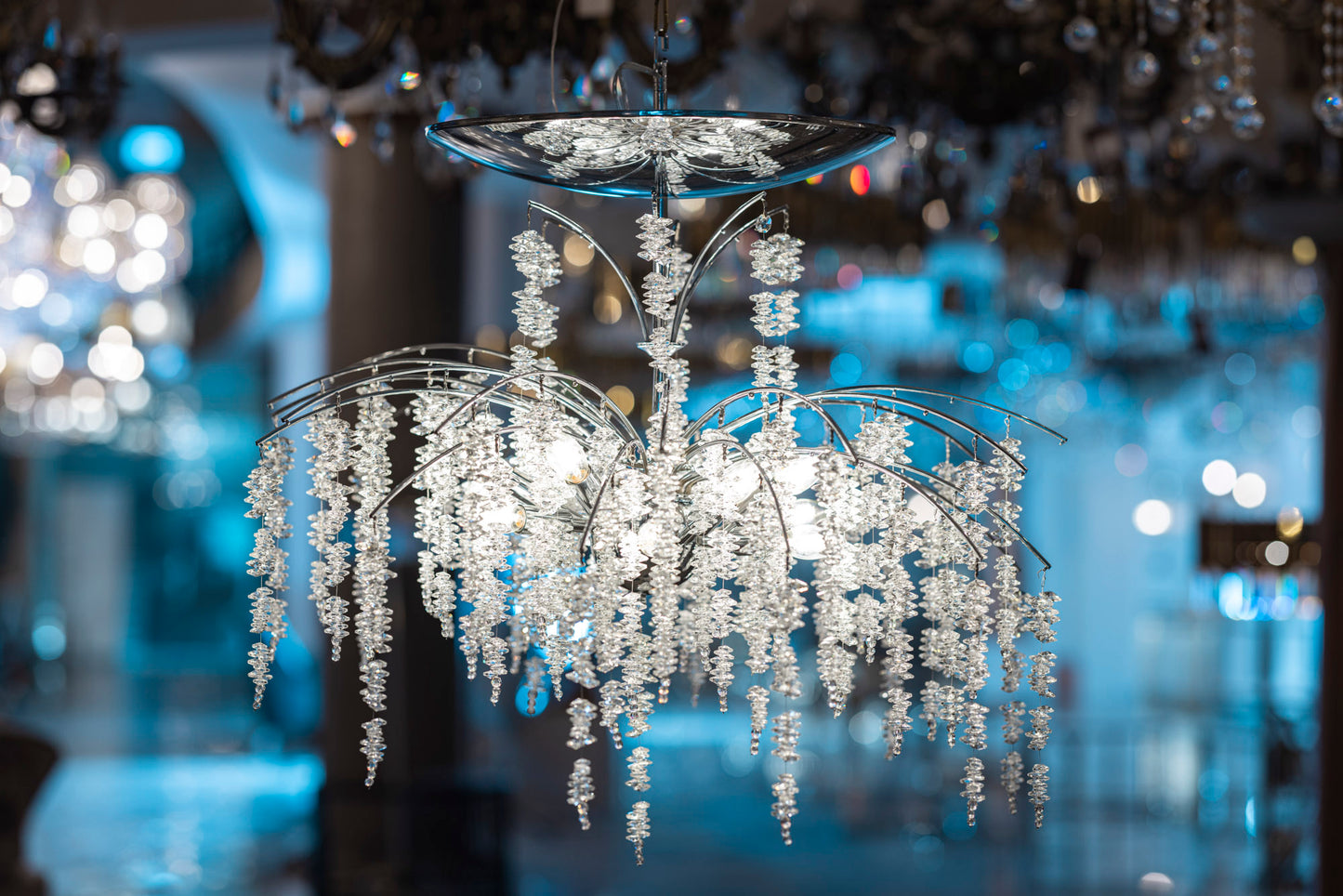 نجفة كوشن، 8 لمبة، 65×75 سم فضي من قنديل مصر - Cushion Chandelier, 8 Lights, 65×75cm Silver|Kandil Egypt