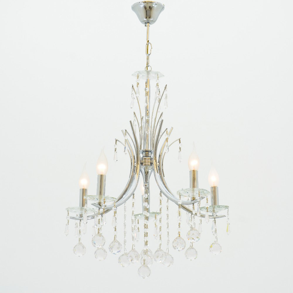 Kandla Chandelier, 5 Lights, Metal, 55×80cm - Chrome