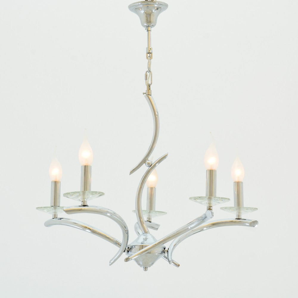 Asla Chandelier, 5 Lights, Metal, 62×75cm - Chrome