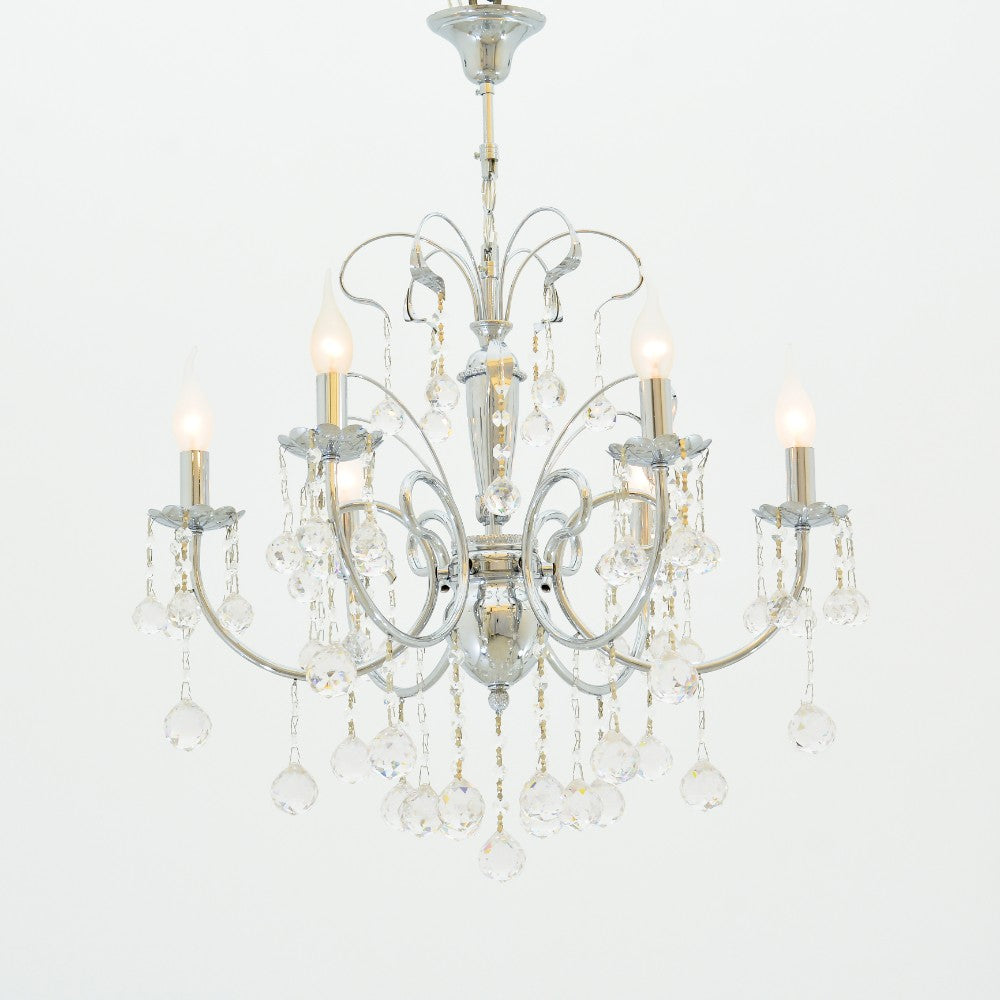 نجفة سندس، 6 لمبة، معدن، 60×75 سم كروم من قنديل مصر - Sondos Chandelier, 6 Lights, Metal, 60×75cm Chrome|Kandil Egypt