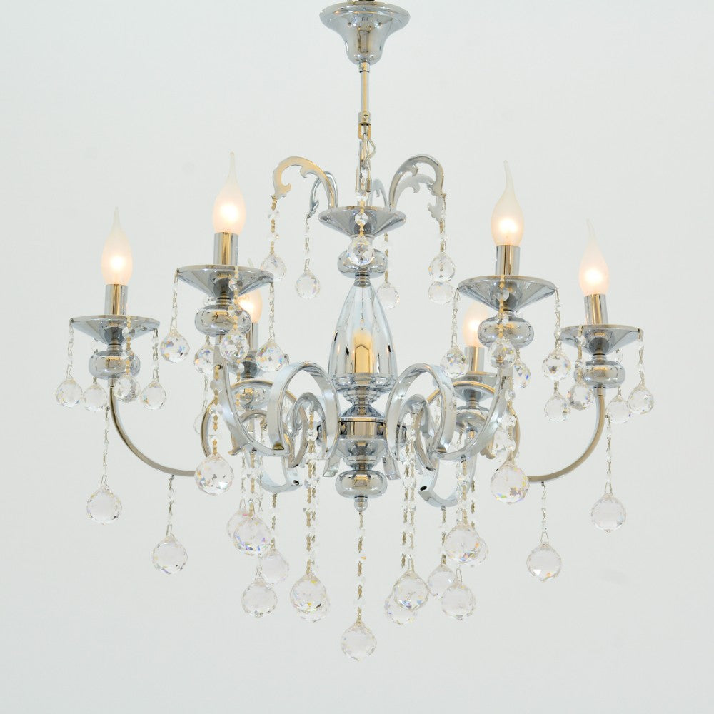 Alicia Chandelier, 6 Lights, Metal, Chrome