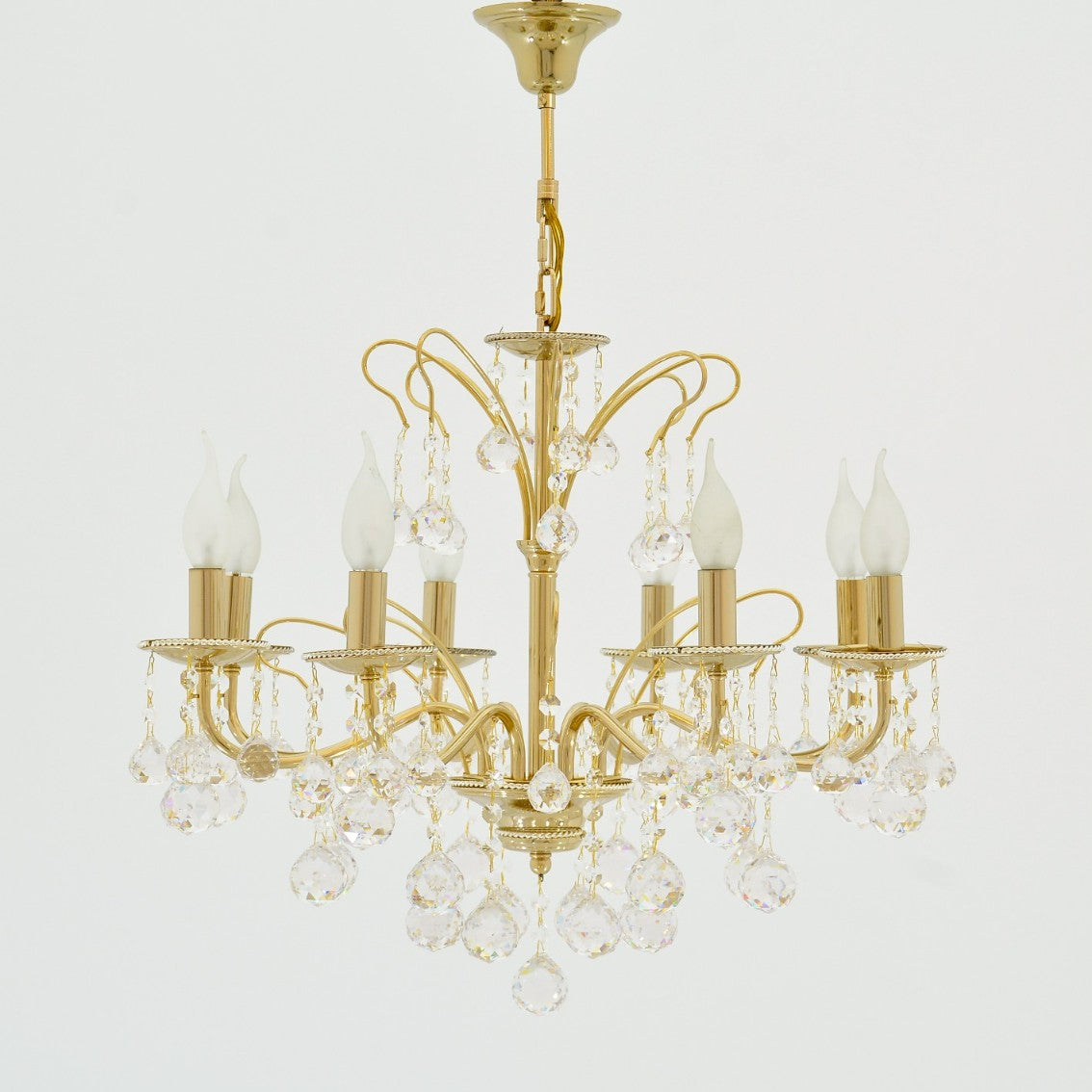 Flow Chandelier, 8 Lights, Metal, 65×80cm - Solitaire Gold