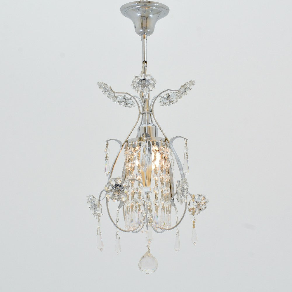 Crystal Lantern, 1 Light, Metal, 25×50 cm - Silver