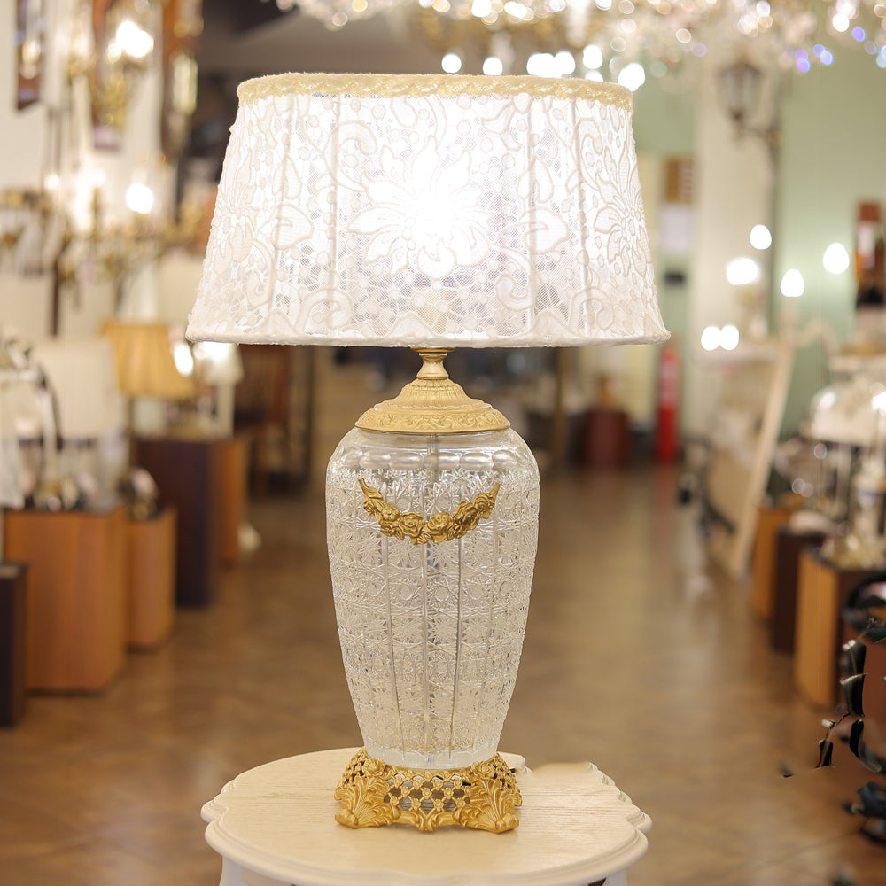 Table Lamp, 1 Lights, Brass Crystal, 70×40cm Oxide - أباجورة، 1 لمبة، كريستال نحاس، 70×40 سم أوكسيد