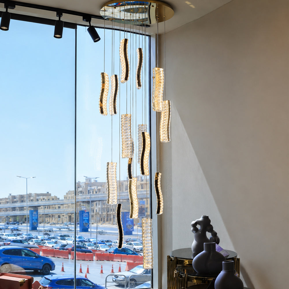 Solaris LED Chandelier,Stainless Steel, 270×60cm - PVD -نجفة ليد سولاريس، ستانلس ستيل، 270×60 سم - PVD