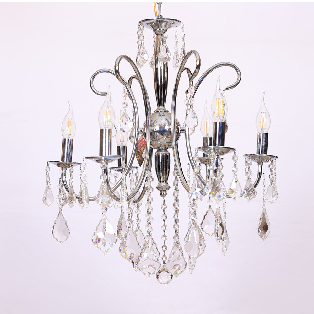 Rona Chandelier, 6 Lights, Metal, 55×57cm - Chrome