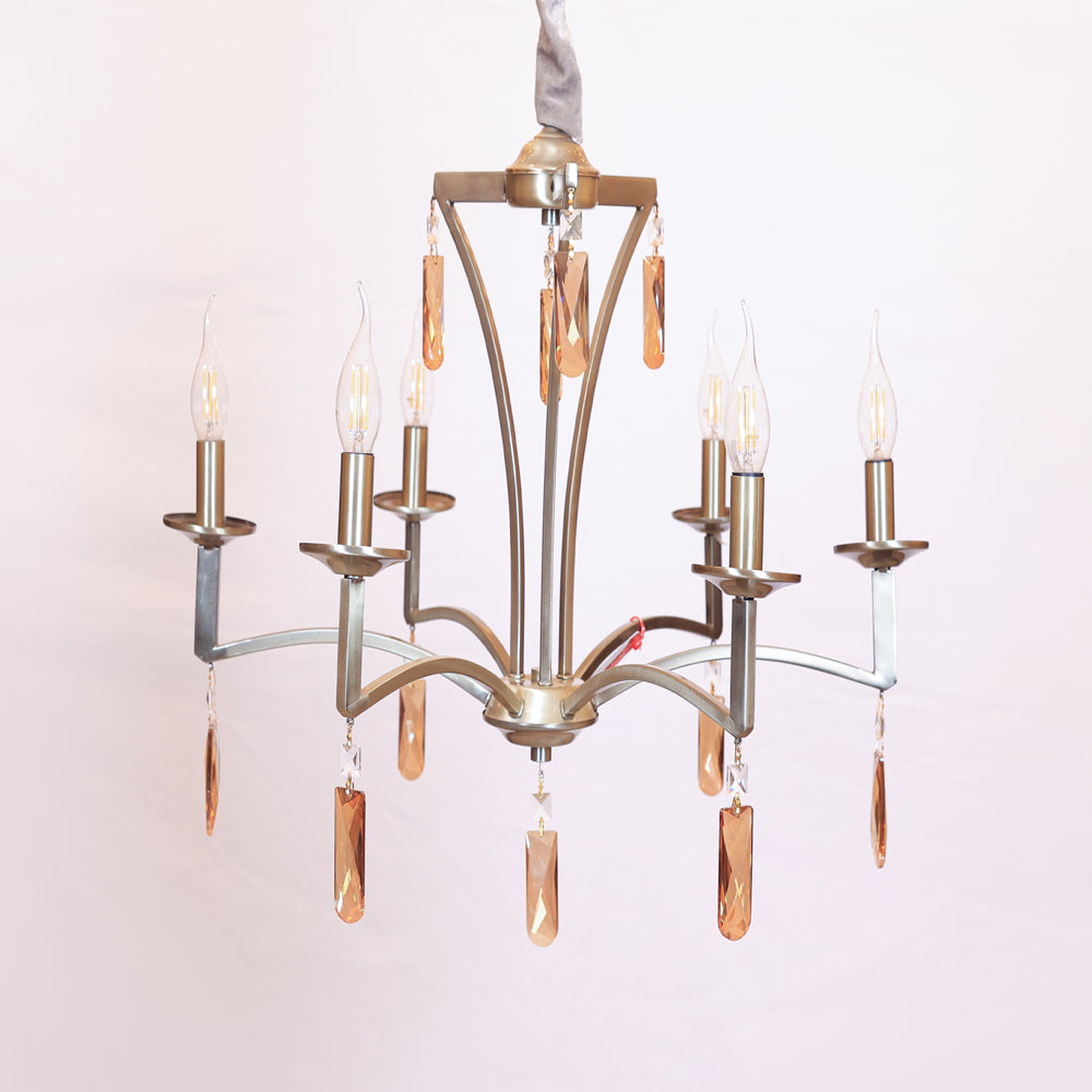 Celestine Chandelier, 6 Lights, Metal, 67×65cm - Oxide-نجفة سيليستين، 6 لمبة، معدن، 67×65 سم - أكسيديه