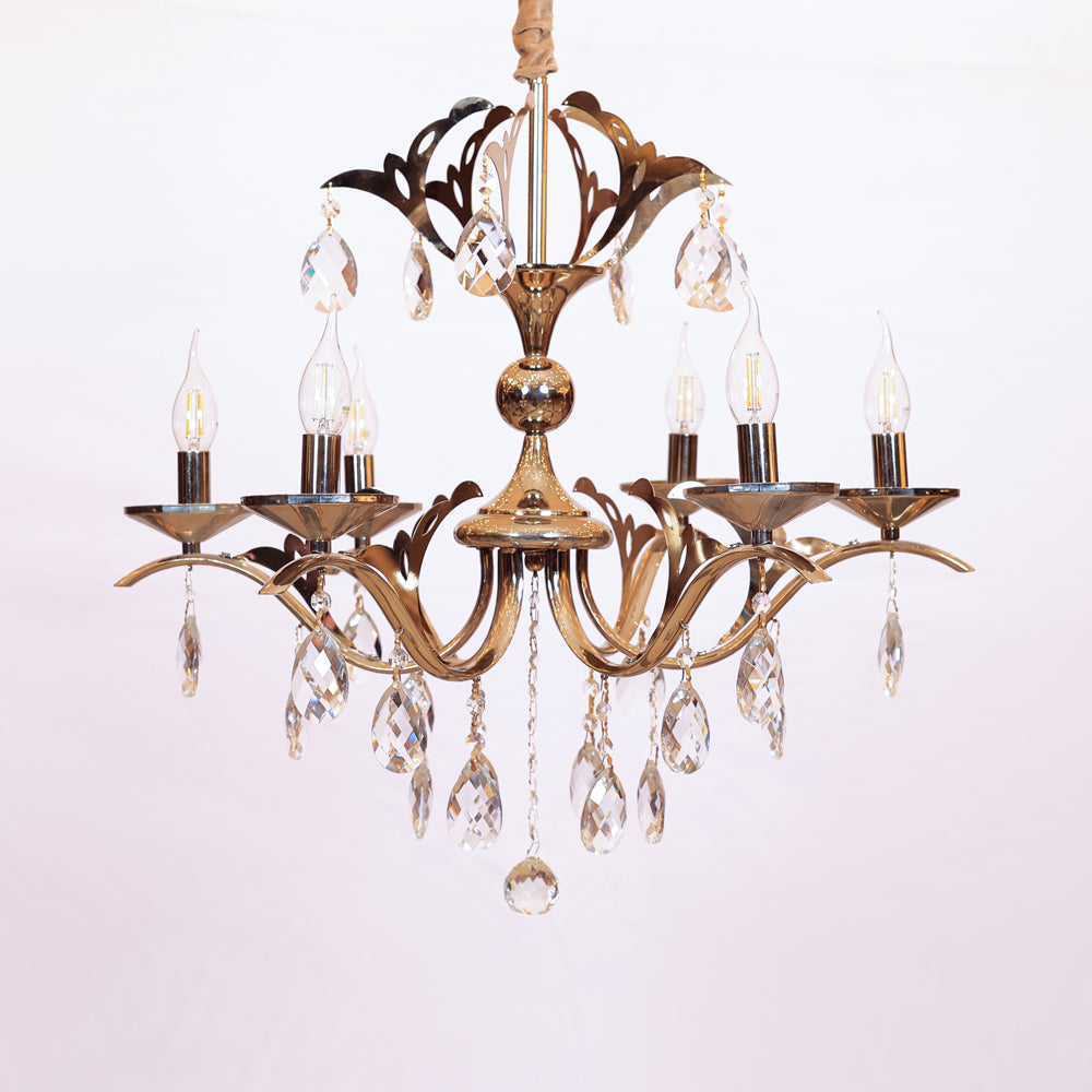 Lustra Chandelier, 6 Lights, Metal, 67×50cm - Solitaire Gold