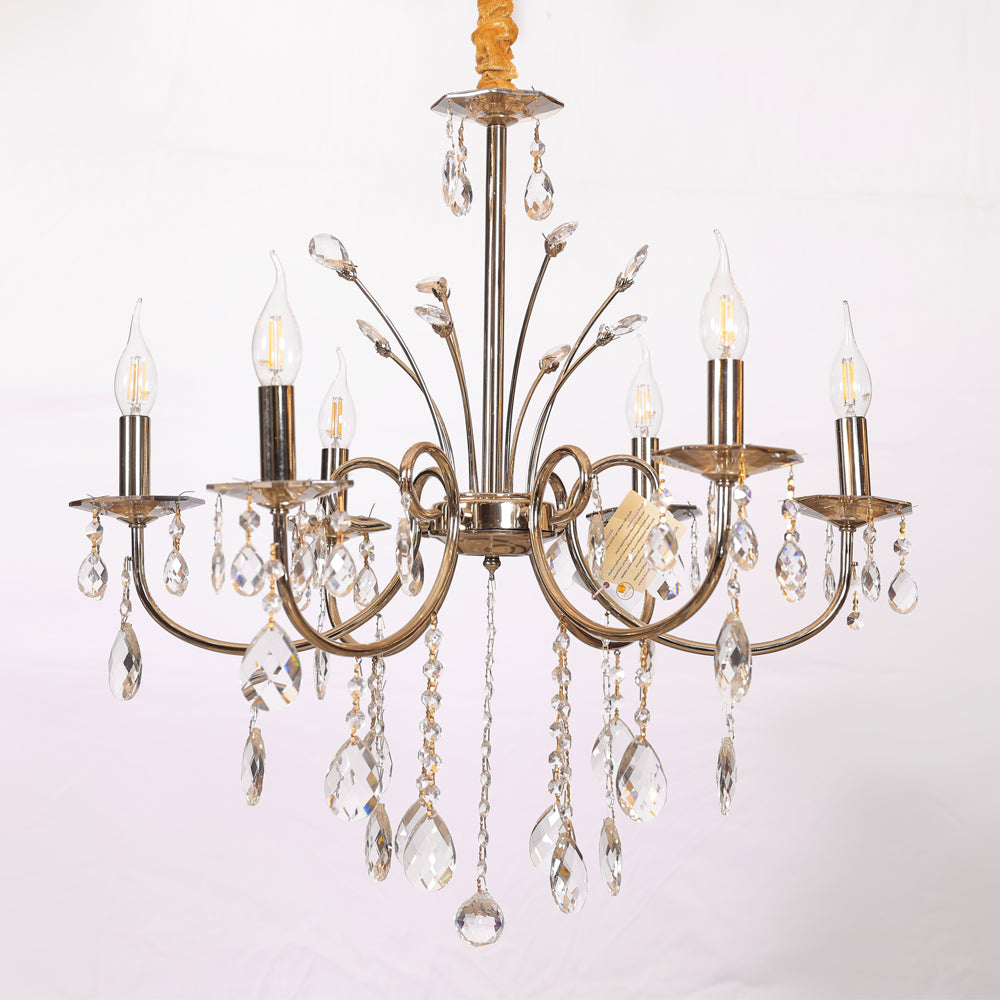 Orlisse Chandelier, 6 Lights, Metal, 66×75cm - Solitaire Gold-نجفة أورليس، 6 لمبة، معدن، 66×75 سم - سوليتير ذهبي