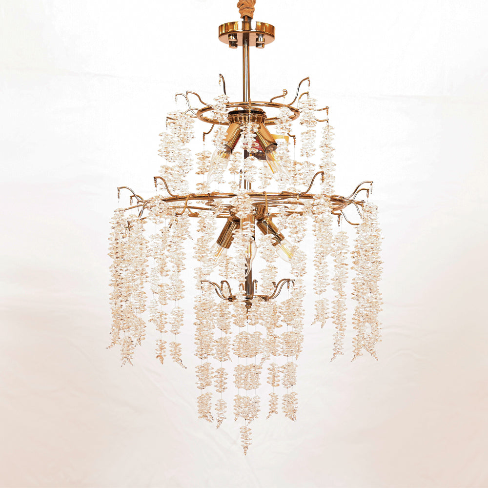 Seraphine Chandelier, 7 Lights, Metal, 55×90cm - Solitaire Gold-نجفة سيرافين، 7 لمبة، معدن، 55×90 سم - سوليتير ذهبي