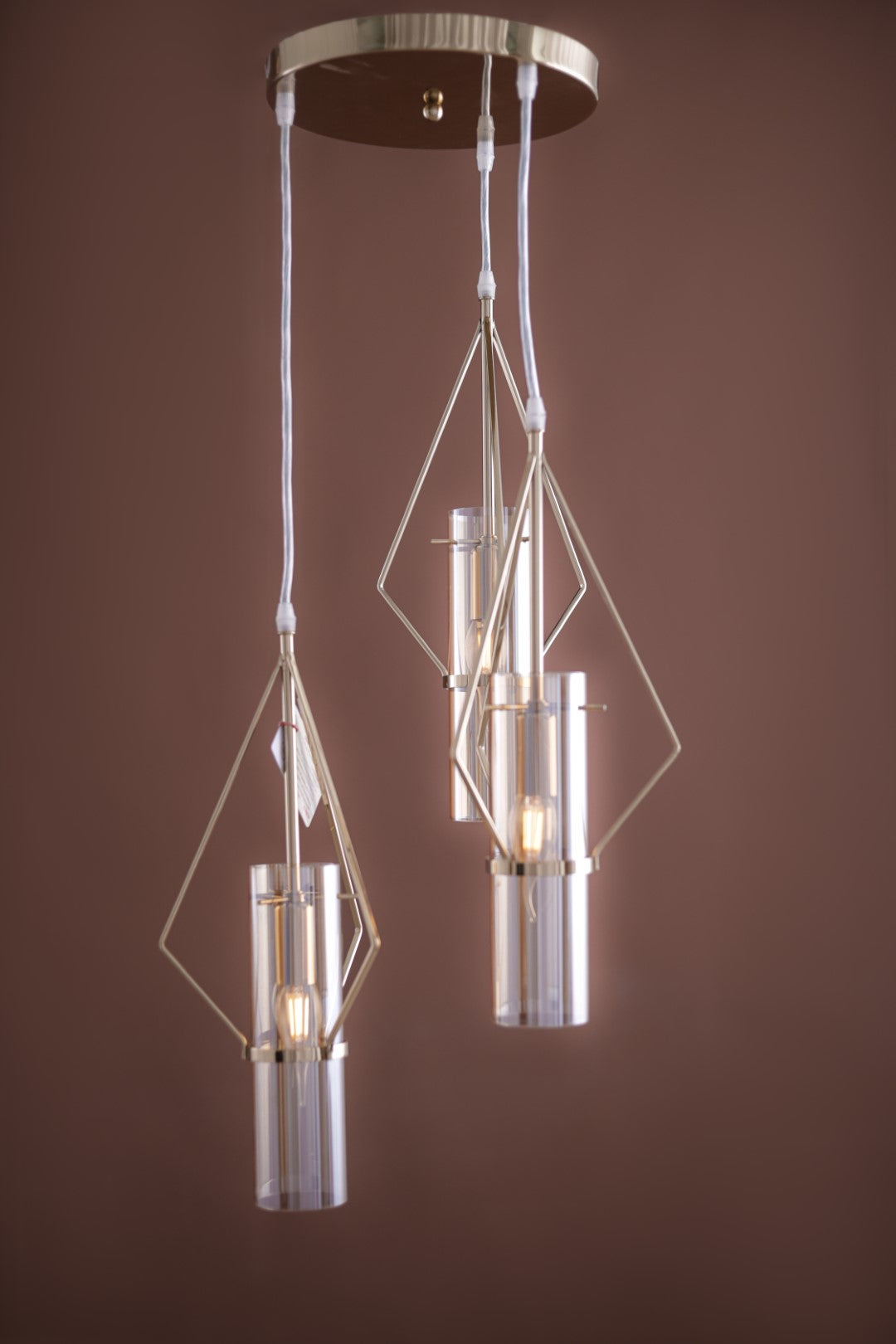 Olivia Pendant, 3 Lights, Metal, 80×25 cm - Solitaire Gold