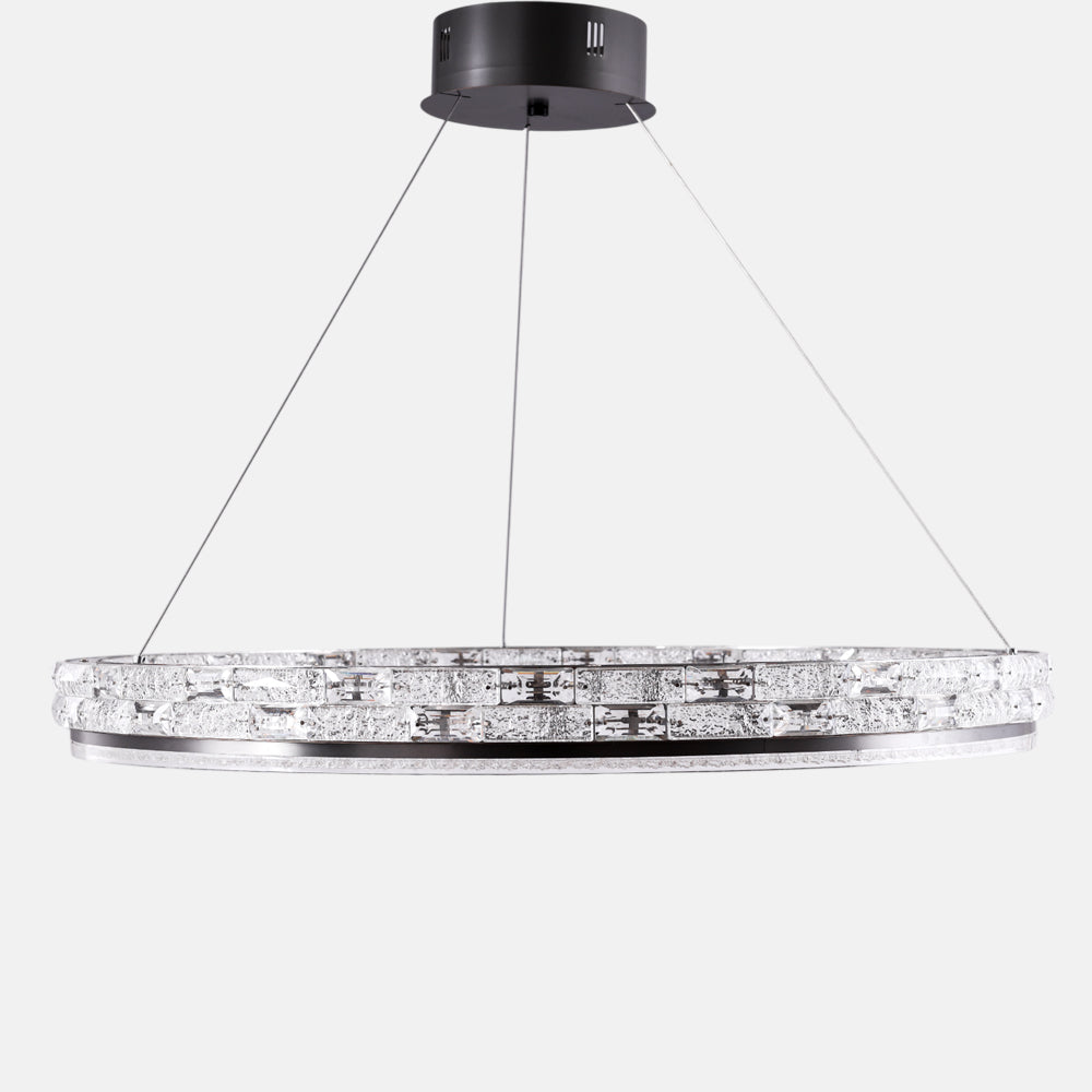 Alpha LED Chandelier, Metal, 80×60cm - Chrome Black