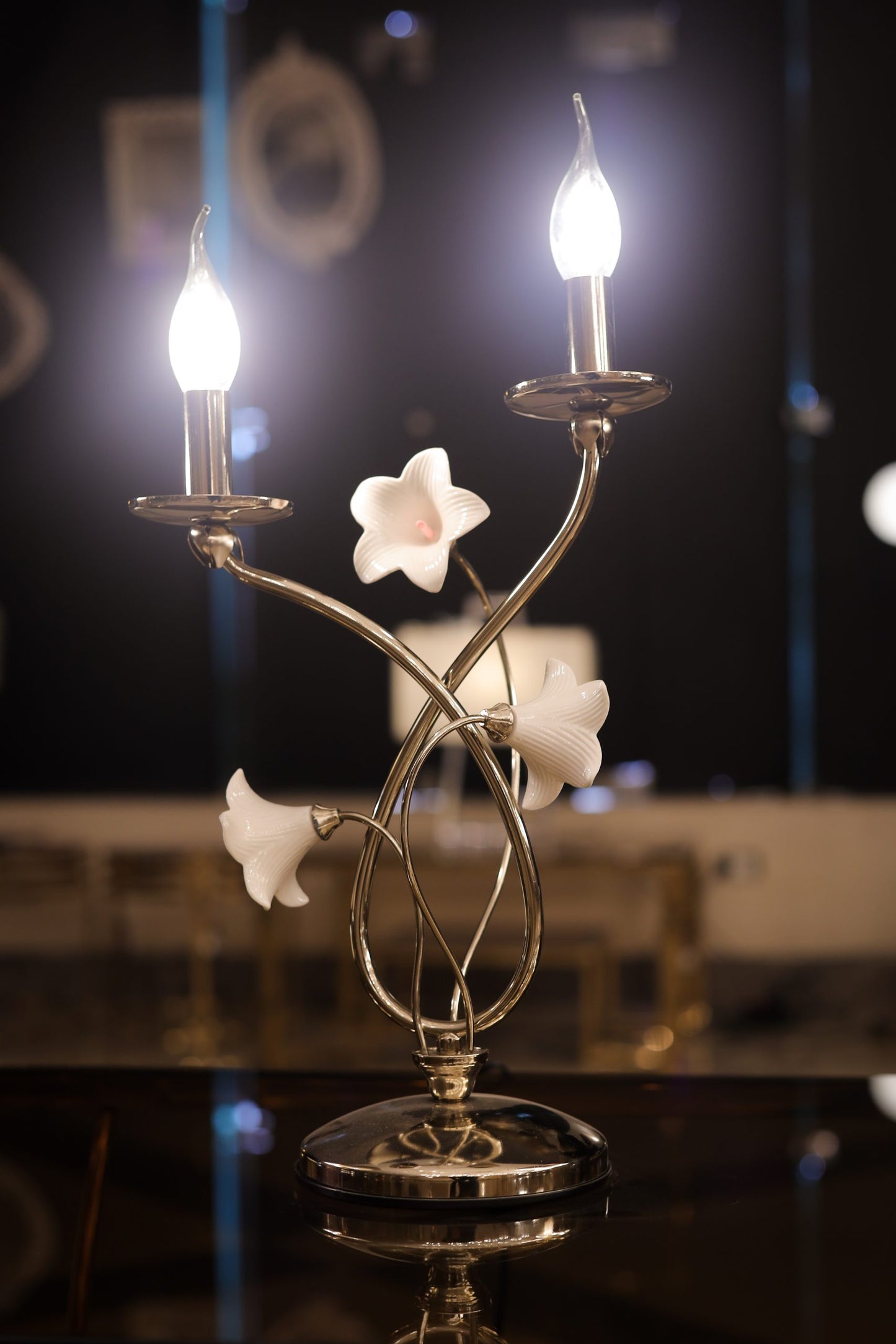 Porcelain roses table lamp code 4047 solitaire gold