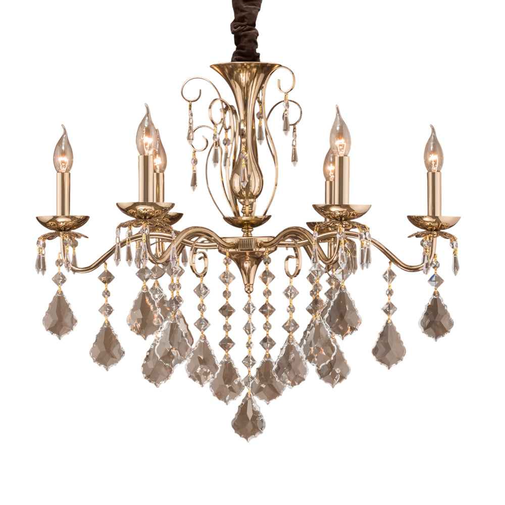 نجفة أوركيد، 6 لمبة، معدن، 75×75 سم سوليتير ذهبي من قنديل مصر - Orchid Chandelier, 6 Lights, Metal, 75×75cm – Solitaire Gold|Kandil Egypt