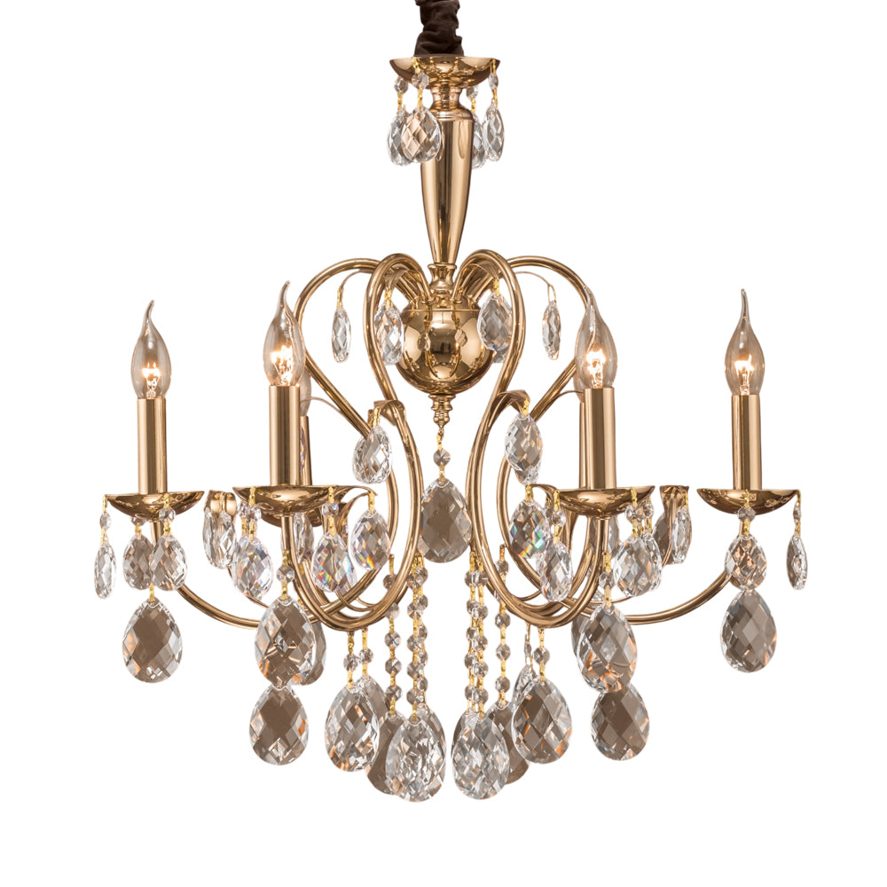 نجفة سوان، 6 لمبة، معدن، 80×58 سم سوليتير ذهبي من قنديل مصر - Swan Chandelier, 6 Light, Metal, 80×58cm, Solitaire Gold|Kandil Egypt