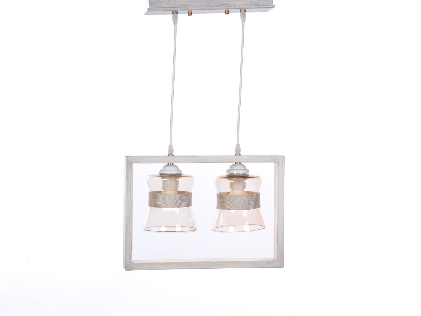 Pendant 2 bulbs whitey frame