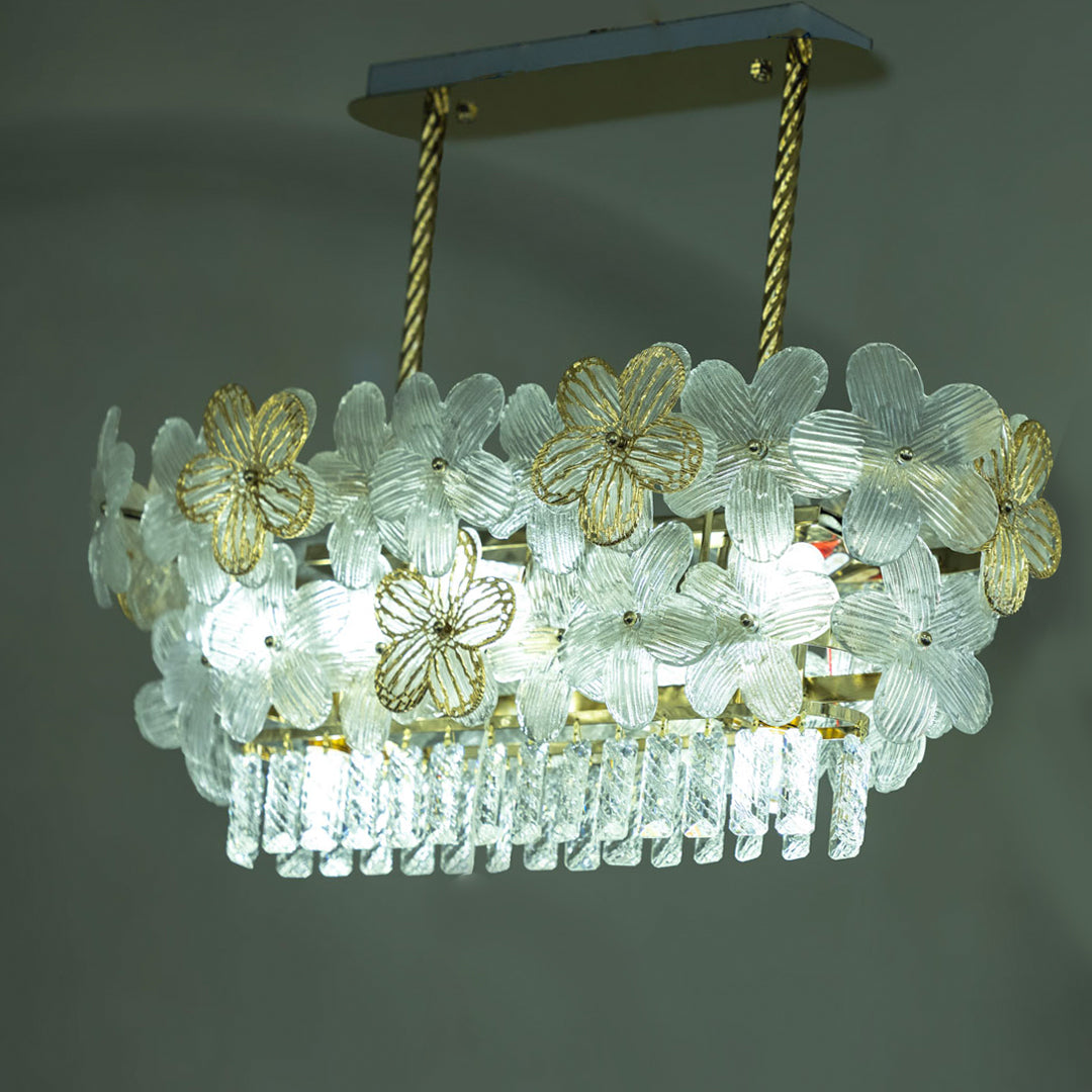 Florentine Chandelier, 8 Lights, Metal, 90×30cm – Solitaire Gold