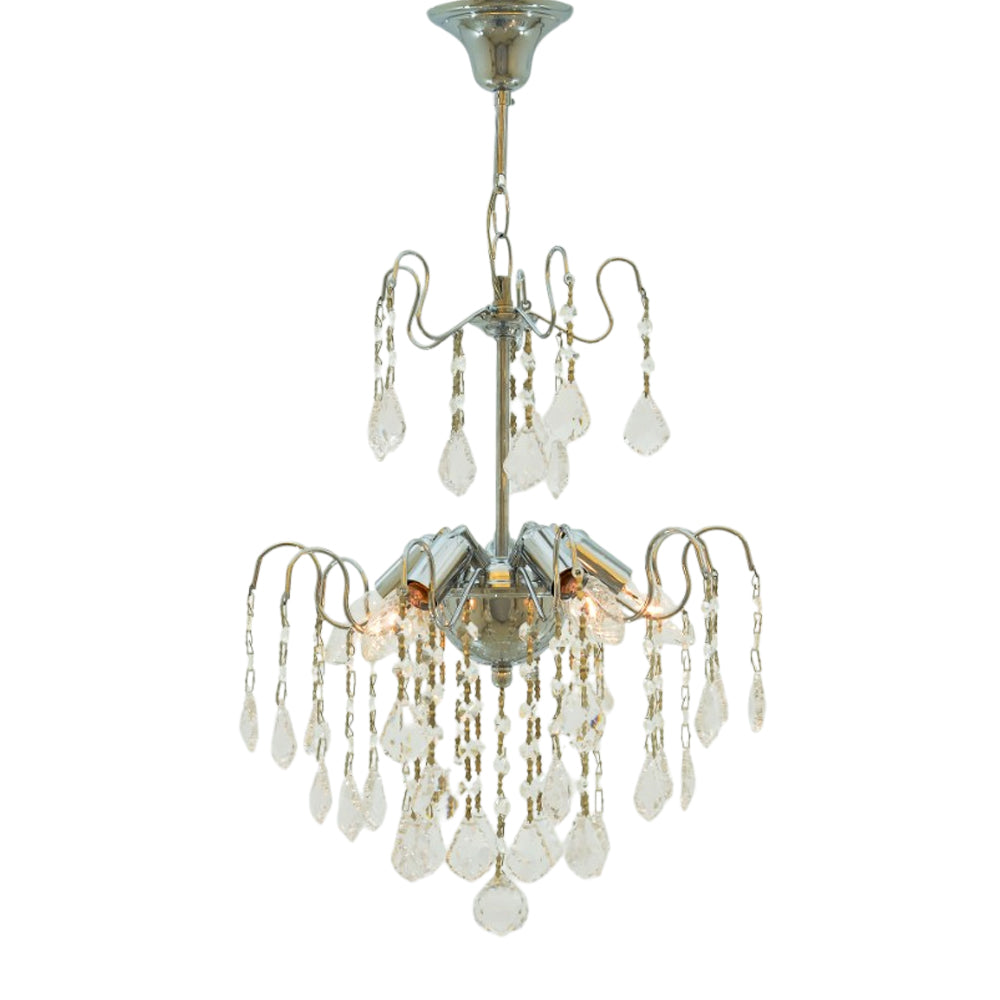 Shadow Chandelier, 5 Lights, Metal, 38×65cm - Silver