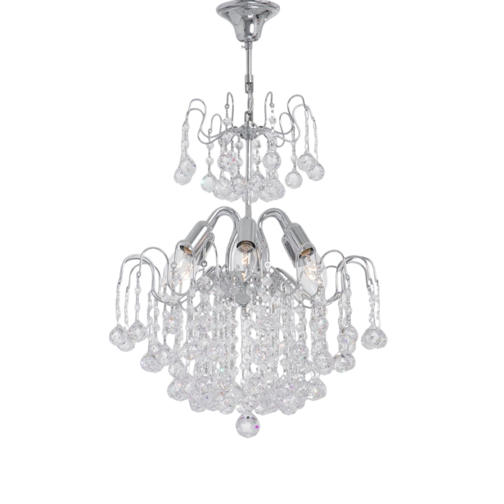 Shadow Chandelier, 6 Lights, Metal, 42×73cm - Silver