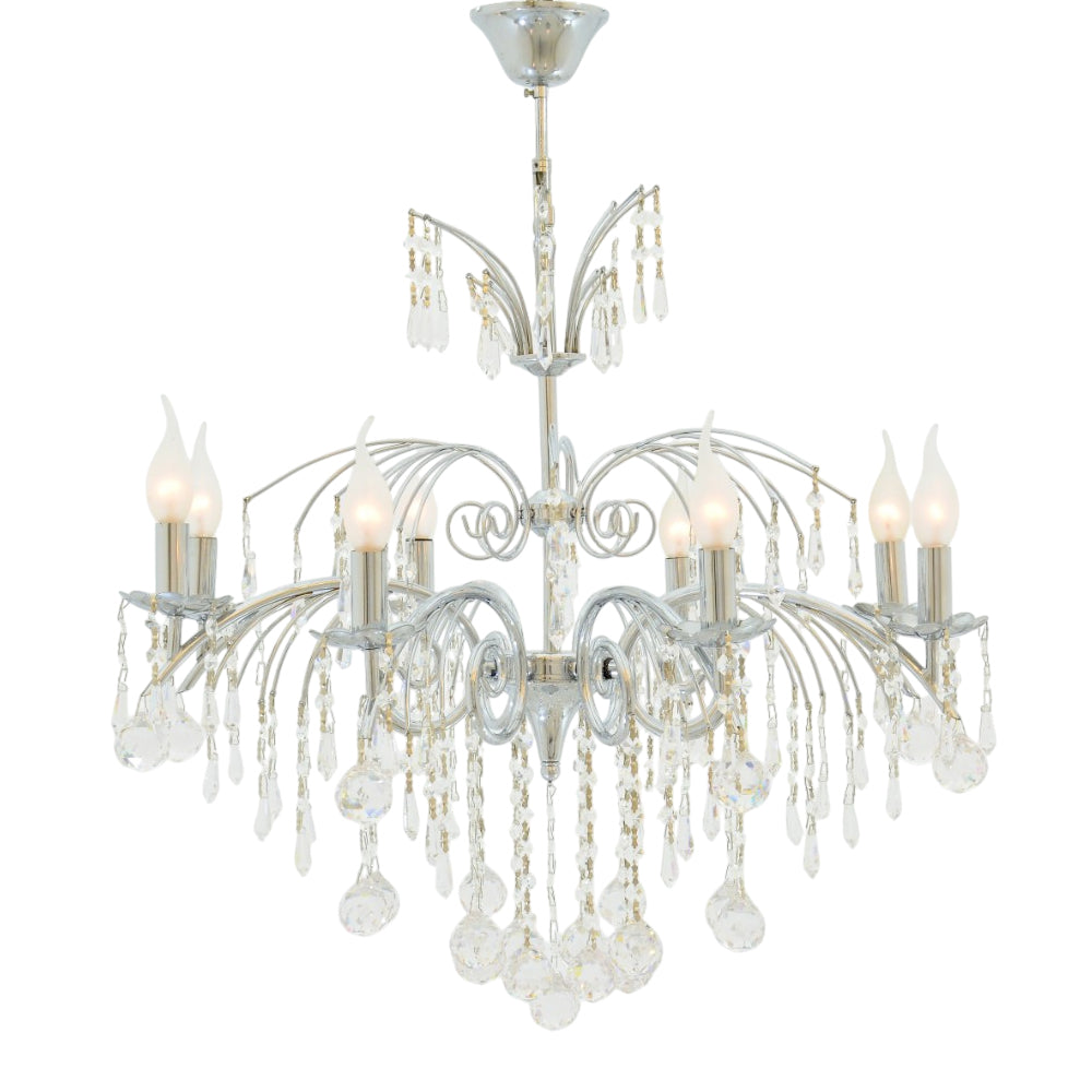 Waterfall Chandelier, 8 Lights, Metal, 70×80cm - Chrome