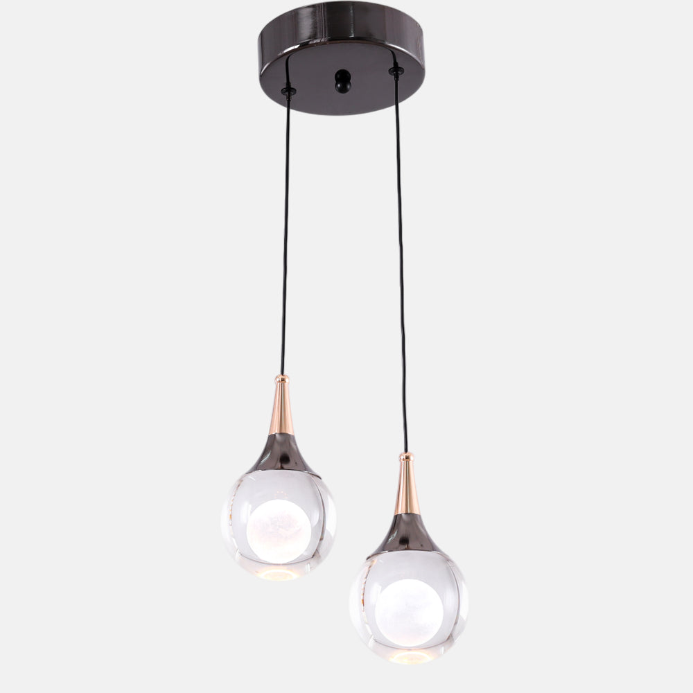 معلقة مونلايت، 2 لمبة، زجاج، 50×10 سم أسود ذهبي من قنديل مصر - Moonlight Pendant, 2 Lights, Glass, 50×10 cm Black Gold|Kandil Egypt