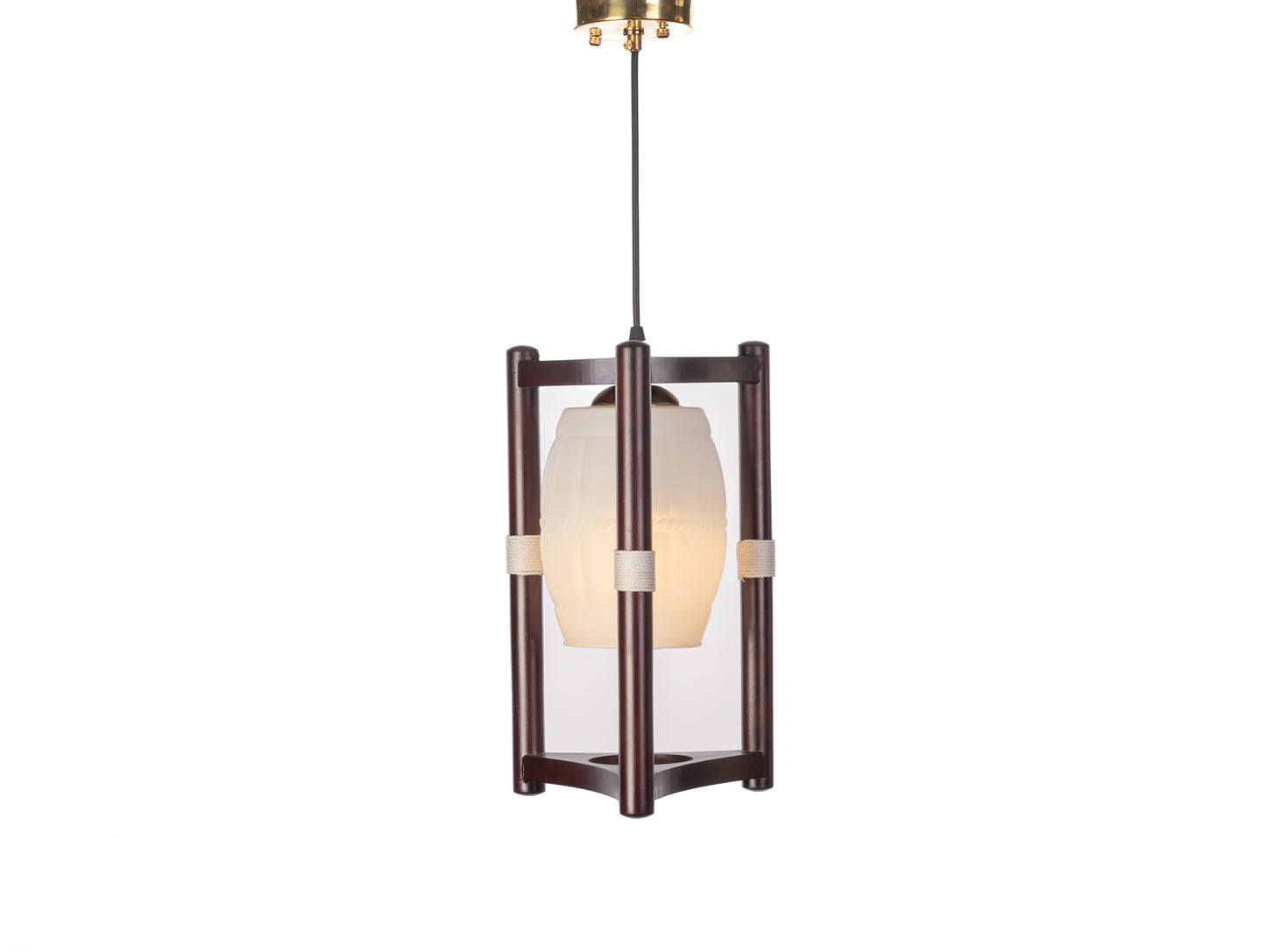 معلقة، 1 لمبة، خشب، 64×23 سم بني من قنديل مصر - Pendant, 1 Light, Wood, 64×23 cm Brown|Kandil Egypt