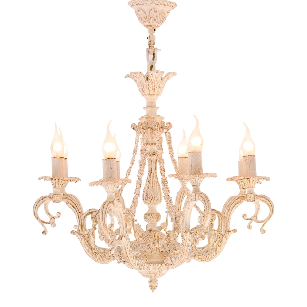 نجفة فرساي، 8 لمبات، ألومنيوم، 64×80 سم أبيض من قنديل مصر - Versaille Chandelier, 8 Lights, Aluminum, 64×80cm Whitey|Kandil Egypt