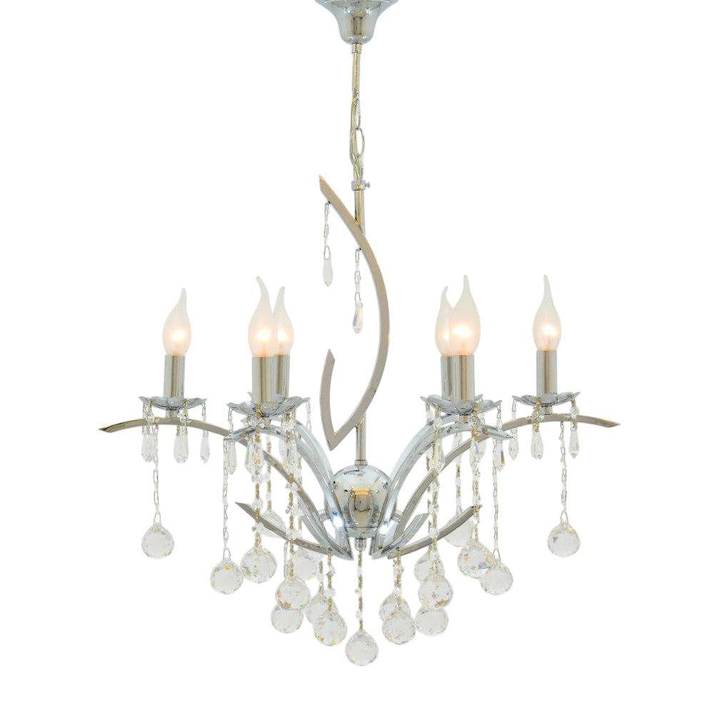Violet Chandelier, 6 Lights, Metal, 60×80cm - Chrome