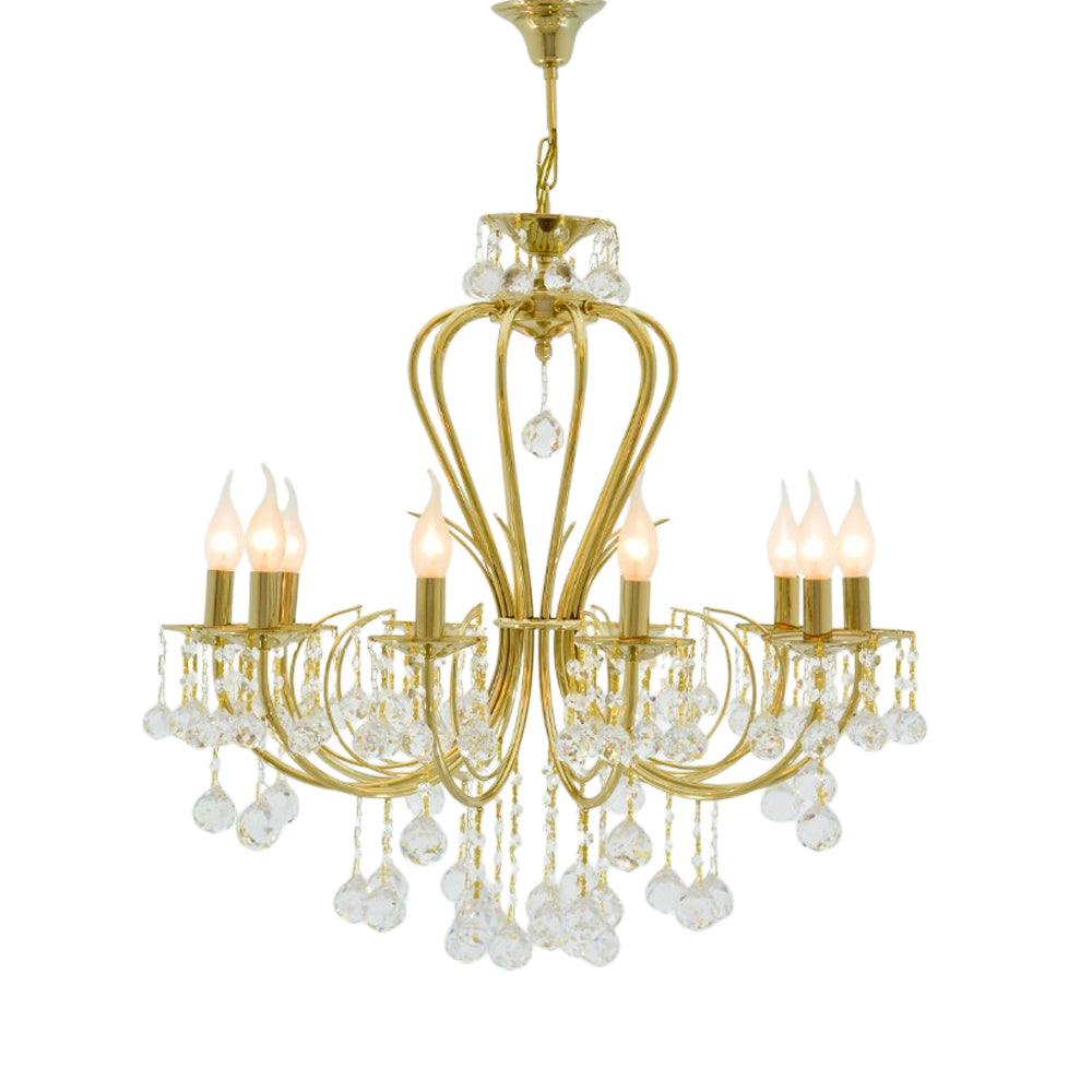 Kora Chandelier, 10 Lights, Metal, 67×85cm - Solitaire Gold