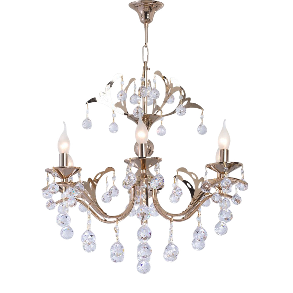 نجفة لوسترا، 6 لمبة، معدن، 67×50 سم سوليتير ذهبي من قنديل مصر - Lustra Chandelier, 6 Lights, Metal, 67×50cm Solitaire Gold|Kandil Egypt