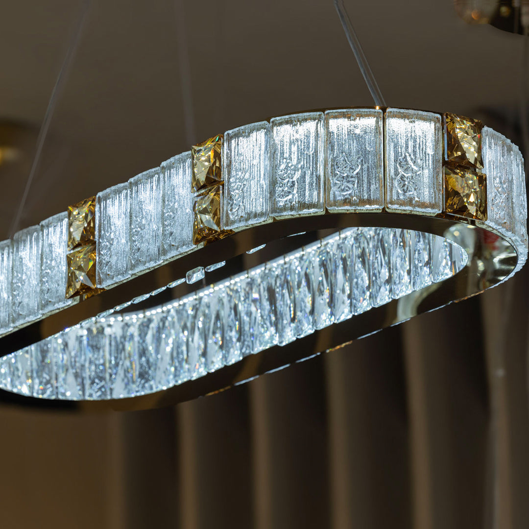 Oval LED Chandelier, 80×90cm - Gold
