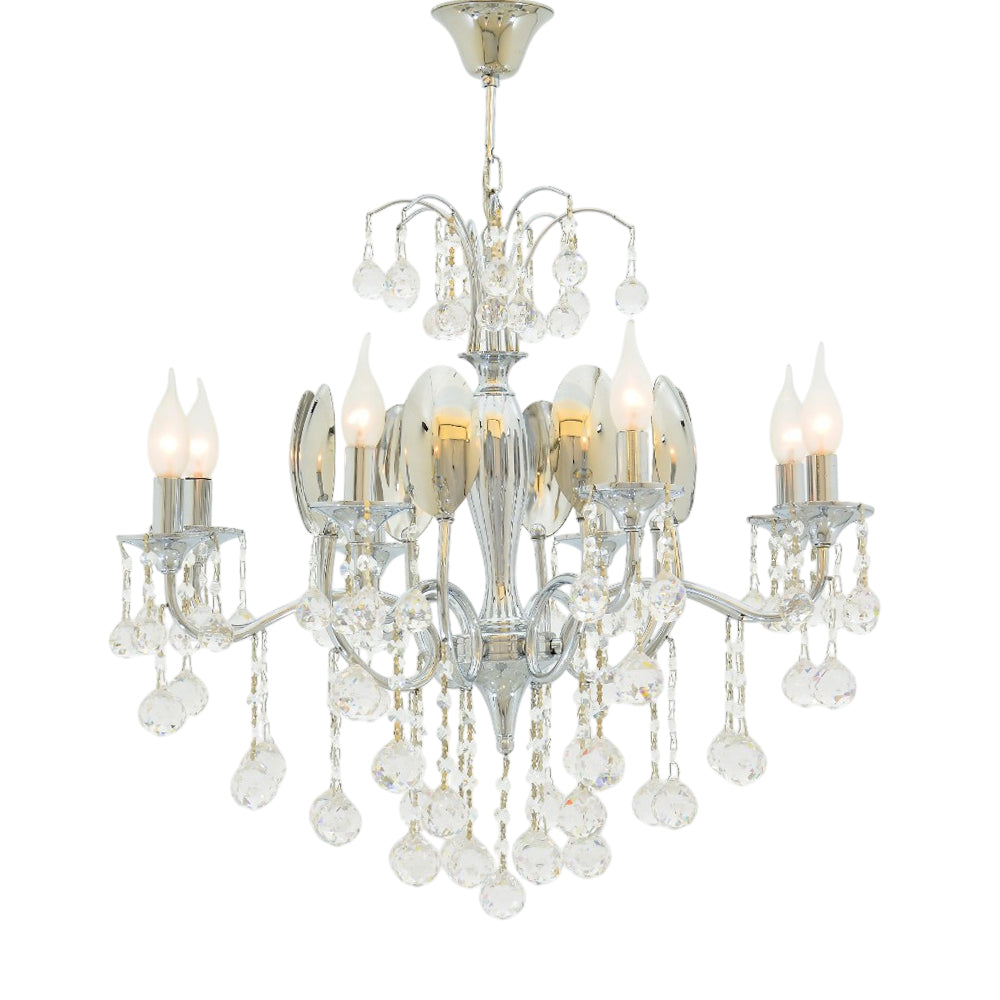 نجفة مرايا، 8 لمبة، معدن، 62×75 سم كروم من قنديل مصر - Mirror Chandelier, 8 Lights, Metal, 60×75cm, Chrome|Kandil Egypt