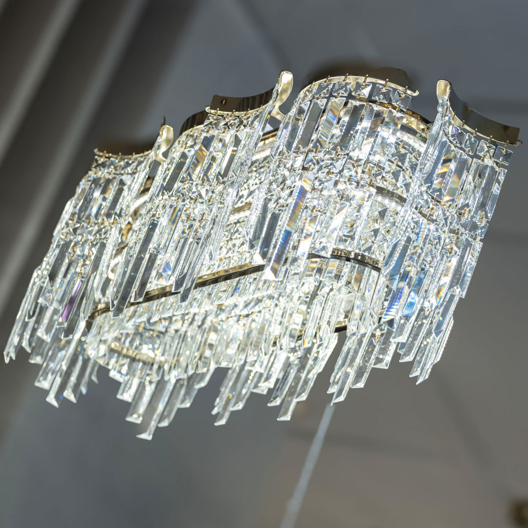 Oval LED Chandelier 100×40 Cm - Solitaire Gold