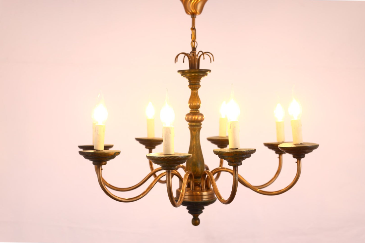 نجفة خشبى إيطالى، 8 لمبة، معدن، 72×60 سم أخضر من قنديل مصر - Italian wood Chandelier, 8 Lights, Metal, 72×60cm Green|Kandil Egypt