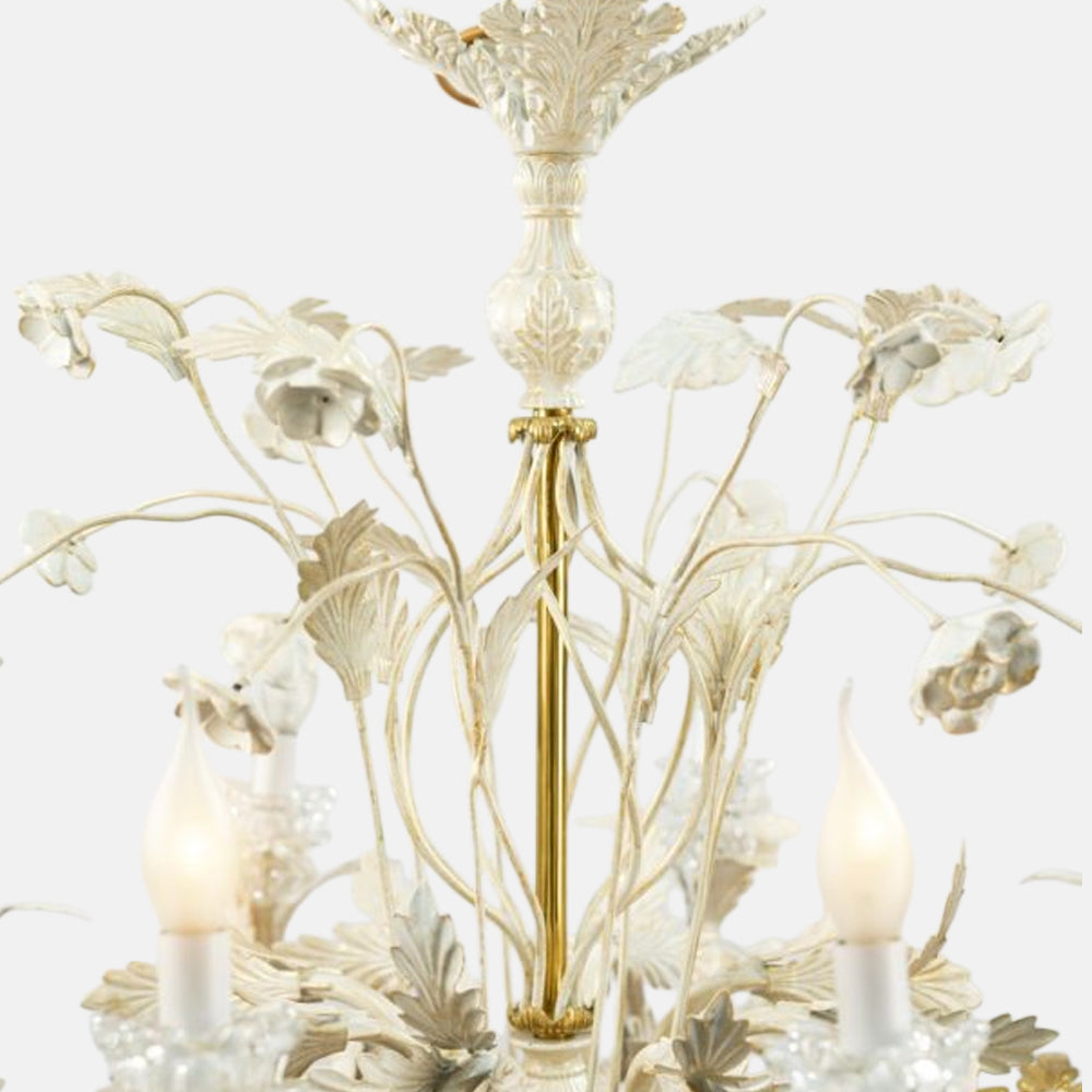 Leaf Chandelier, 8 Lights, Metal, 95×90cm – Whitey Gold