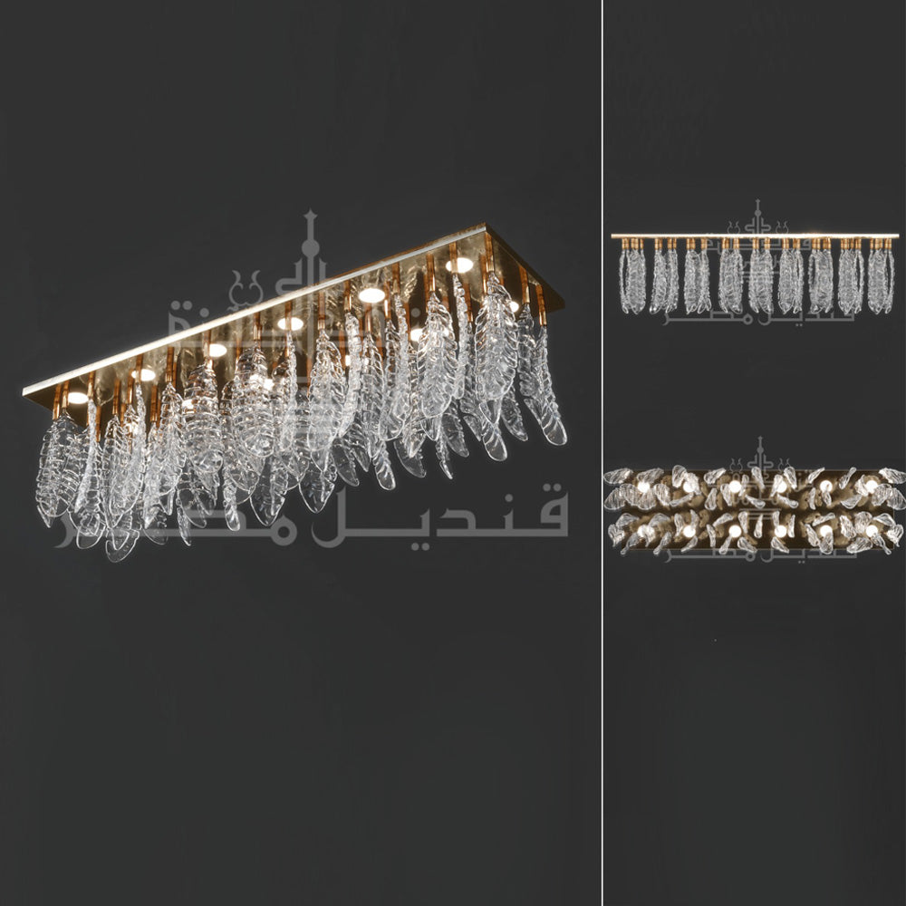 Wire Chandelier, 12 Lights, Stainless Steel, 35x120cm – Gold