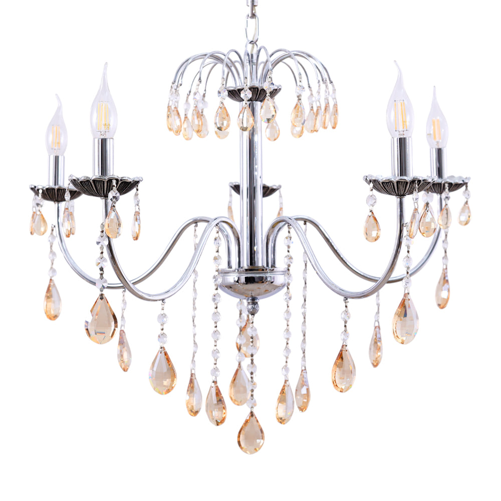 نجفه كوشه، 5 لمبة، معدن، 67×70 سم فضي من قنديل مصر - Kosha Chandelier, 5 Lights, Metal, 67×70cm Silver|Kandil Egypt