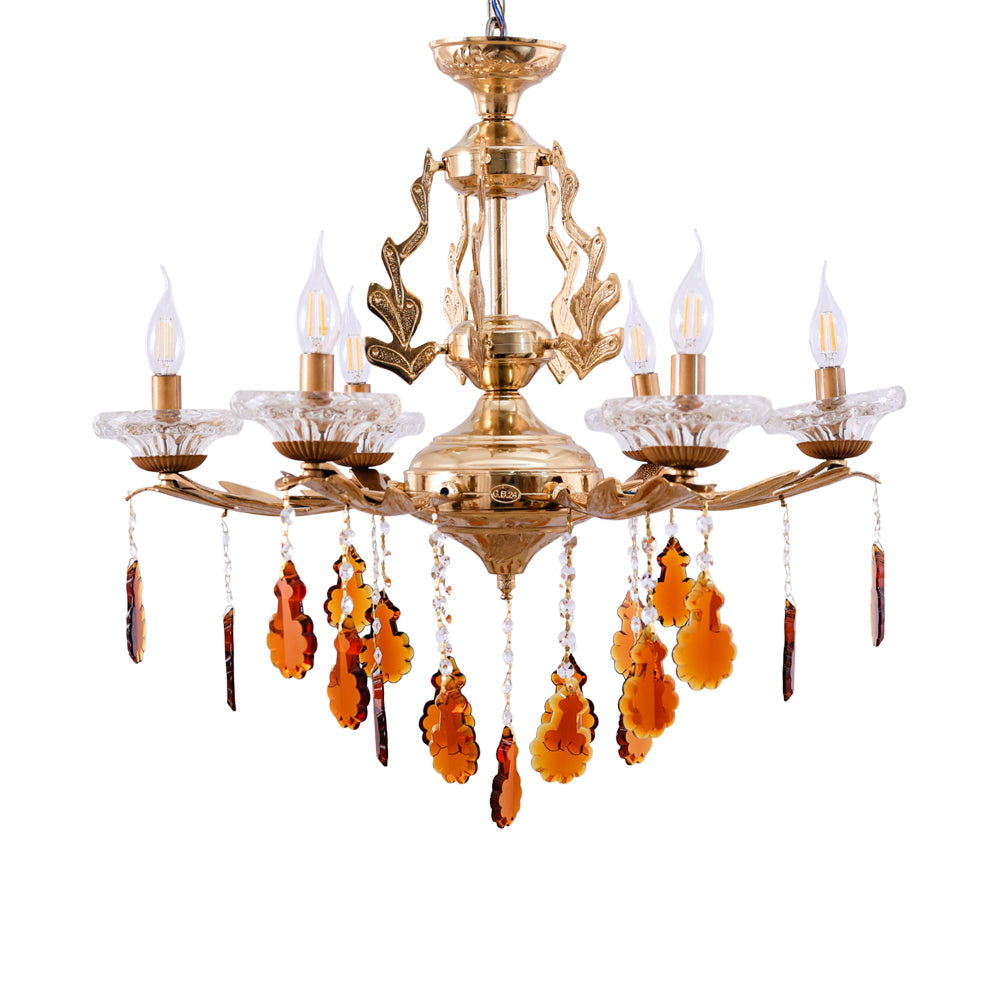 Chandelier, 6 Lights, Copper, 68×80cm - Gold