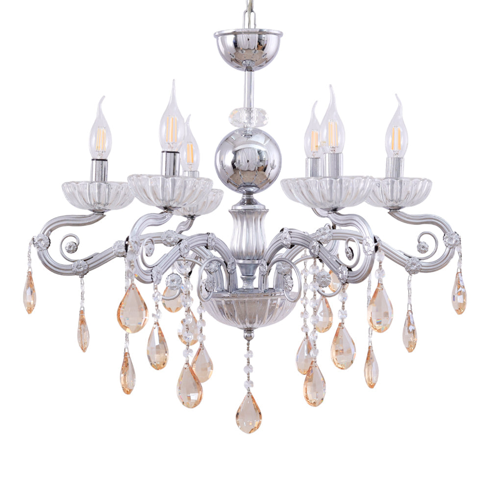 Turkey Chandelier, 6 Lights, Metal, 63×70cm - Silver