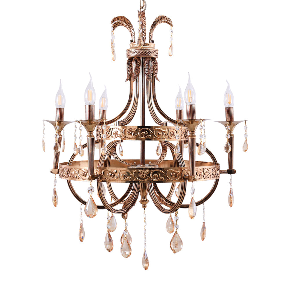 Chandelier, 6 Lights, Metal, 68×88cm - Gold