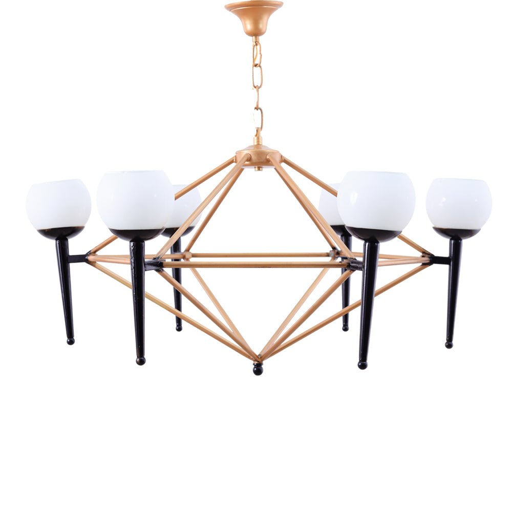 نجفه هرم، 6 لمبة، معدن، 80×55 سم اكسيديه من قنديل مصر - Pyramid Chandelier, 6 Lights, Metal, 80×55cm Oxide|Kandil Egypt