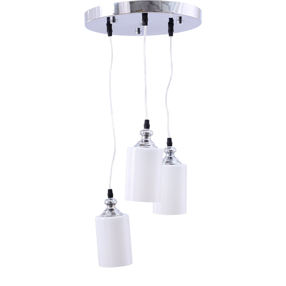 معلقة، 3 لمبة، معدن، 30×65 سم فضي من قنديل مصر - Pendant, 3 Lights, Metal, 30×65cm Silver|Kandil Egypt