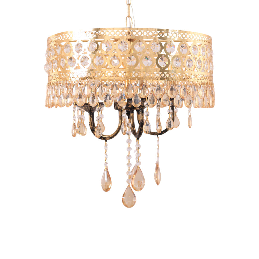نجفة مدوره، 5 لمبة، معدن، 60×45 سم دهبي من قنديل مصر - Round Chandelier, 5 Lights, Metal, 60×45 cm Gold|Kandil Egypt