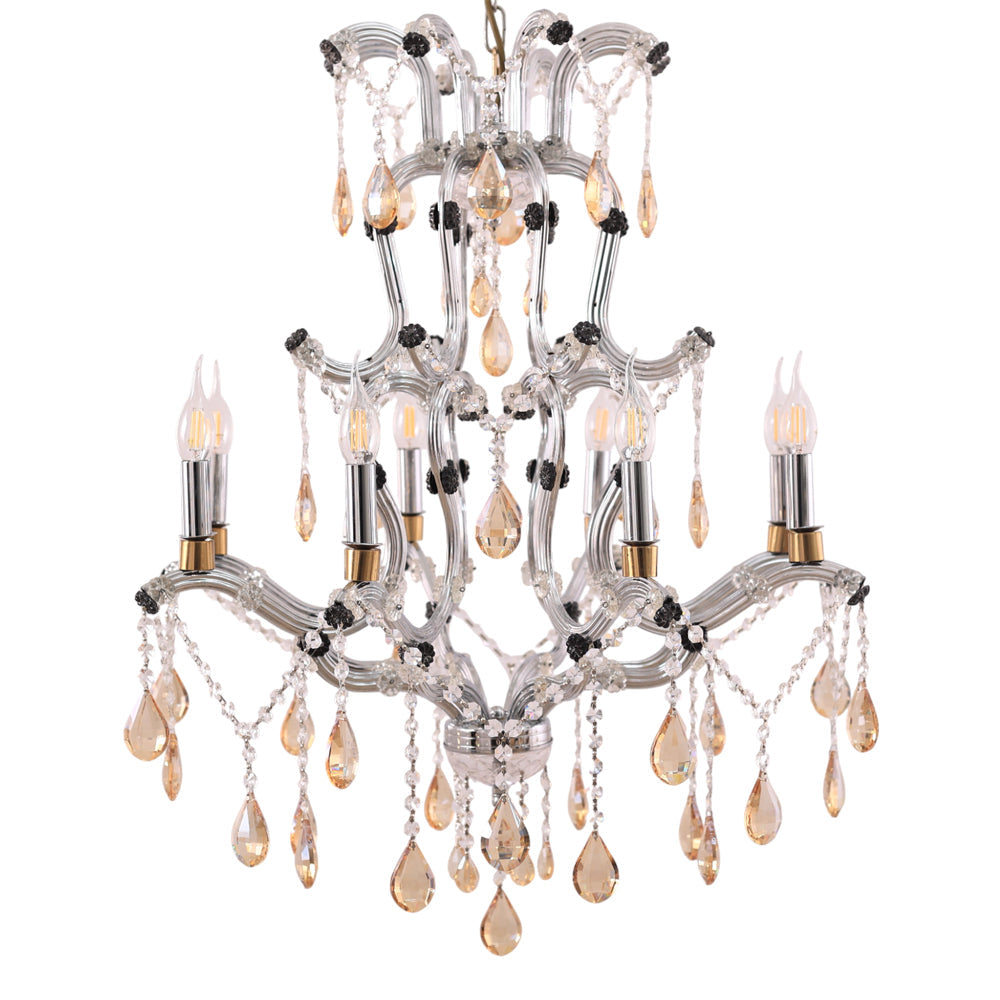 نجفة ماري تريز، 8 لمبة، معدن، 95×72 سم فضي من قنديل مصر - Marie Therese Chandelier, 8 Lights, Metal, 95 × 72 cm Silver|Kandil Egypt