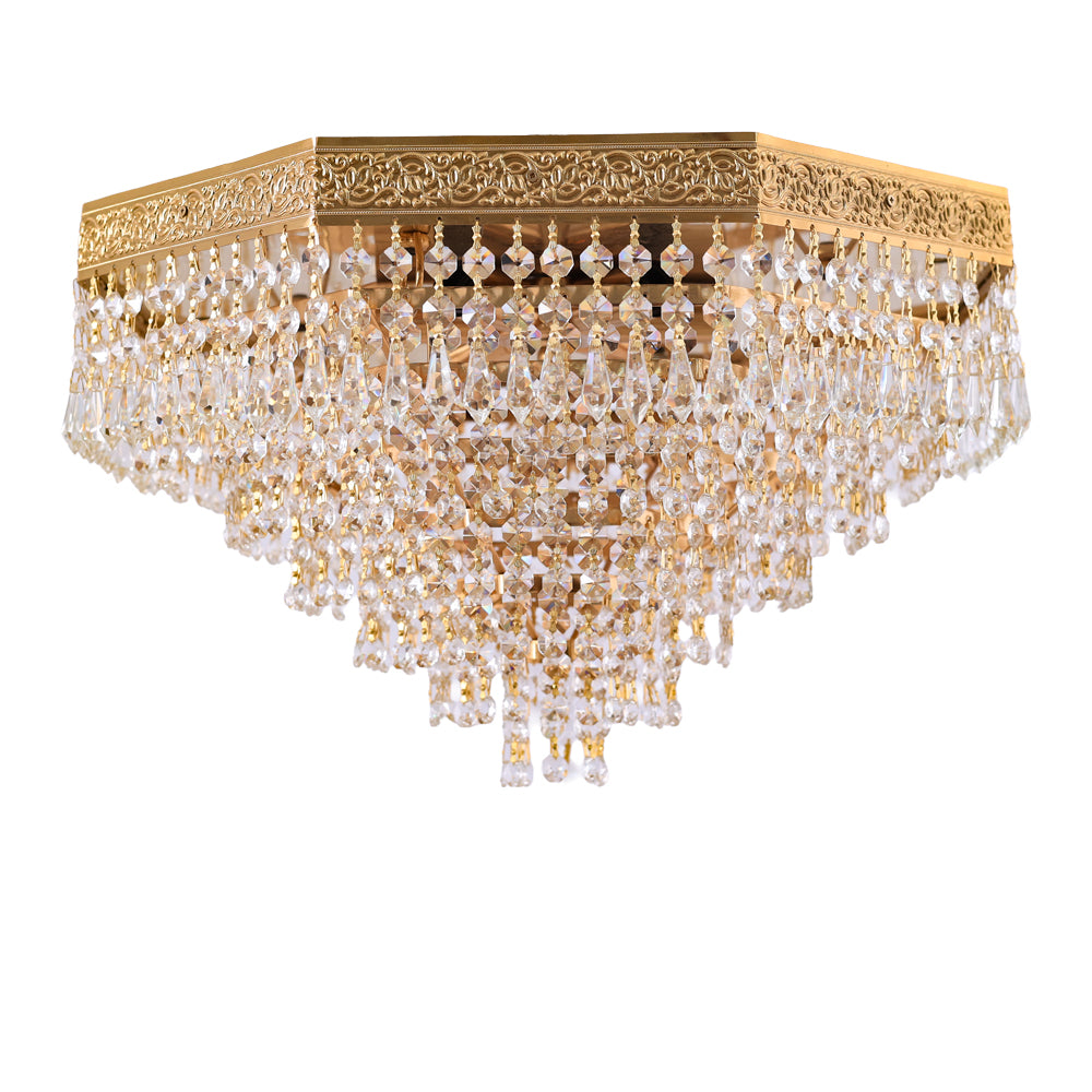 لطش هرمي، 6 لمبة، معدن، 50×30 سم – ذهبي من قنديل مصر - Pyramidal Flush Light, 6 Lights, Metal, 50×30cm Gold|Kandil Egypt