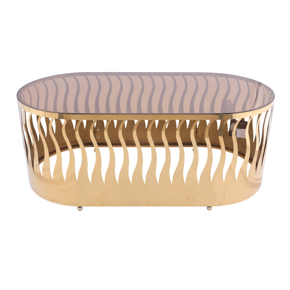 ترابيزة بيضاوية، ستانلس ستيل، 120×60×45 سم – ذهبي