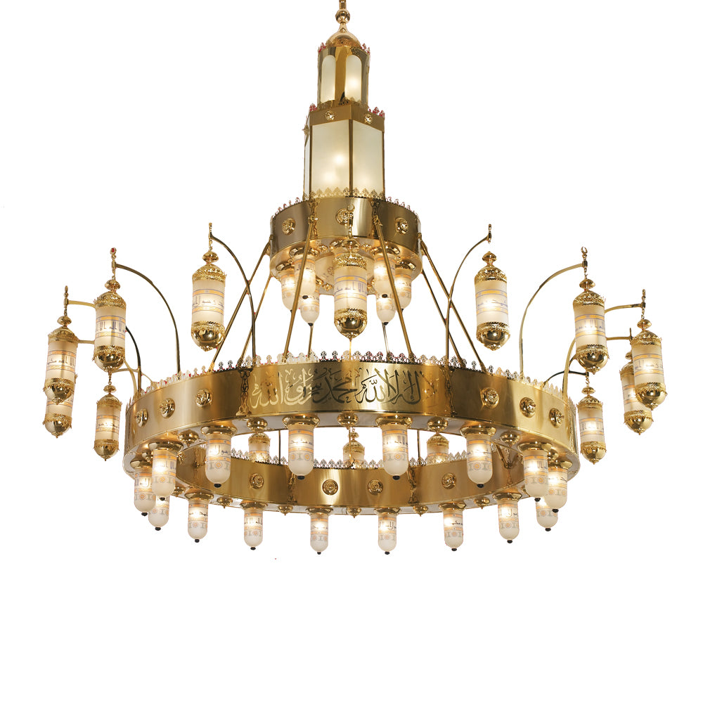 نجفة السيدة زينب دور، 45 لمبة، 370×350 سم - ذهبي